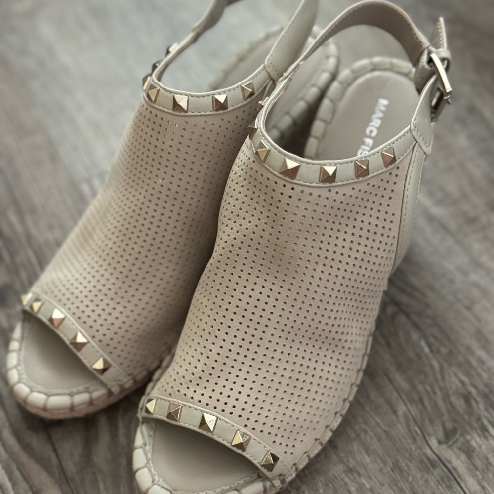 Marc Fisher Women's Beige Studded Sandals
